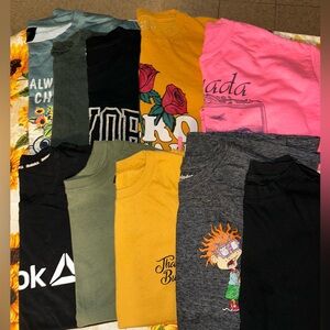 Bundle 10 Shirts Mixed Graphic Tee - Pink, Yellow, Green, Black, Gray